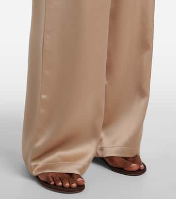 Barb mid-rise satin wide-leg pants | Leset