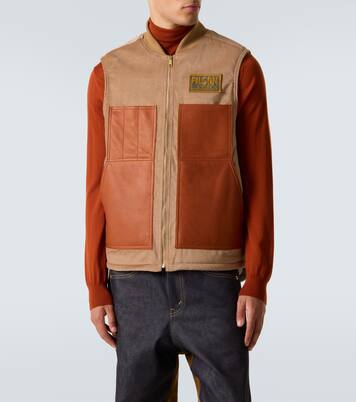 Leather-trimmed cotton and wool vest | Junya Watanabe