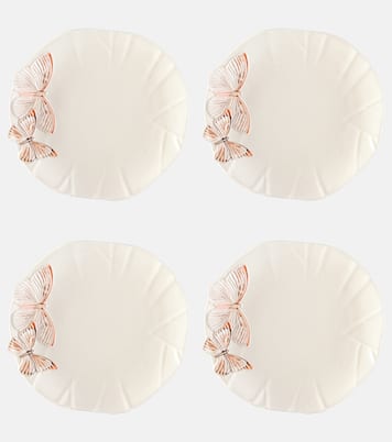 Set of 4 ceramic dinner plates by Claudia Schiffer | Bordallo Pinheiro