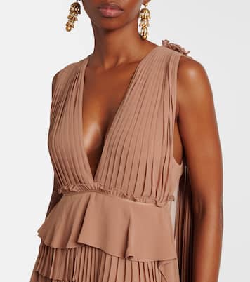 Memento plissé caped maxi dress | Zimmermann