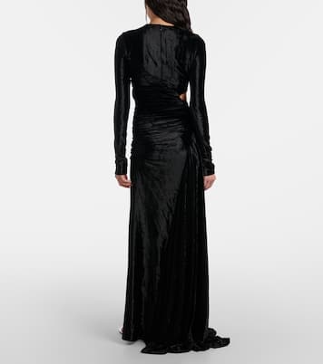 Asymmetrical draped velvet gown | Rabanne