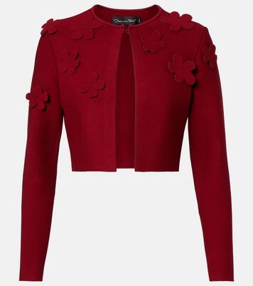 Cardigan raccourci à fleurs | Oscar de la Renta