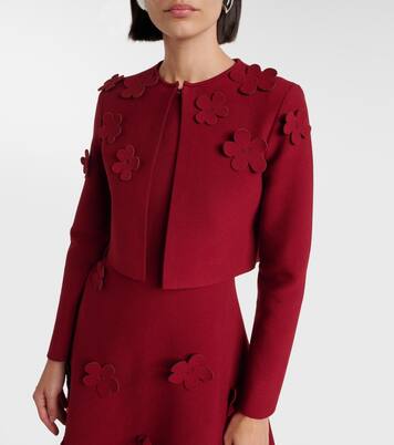 Cardigan raccourci à fleurs | Oscar de la Renta