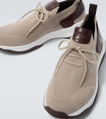 Shadow leather-trimmed knitted sneakers | Berluti