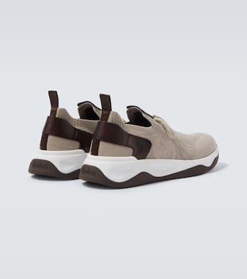 Shadow leather-trimmed knitted sneakers | Berluti