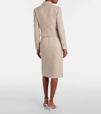 Checked sequined tweed midi skirt | Elie Saab