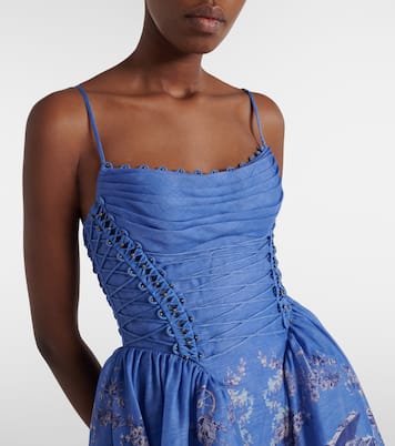 Rebellion linen and silk bustier dress | Zimmermann