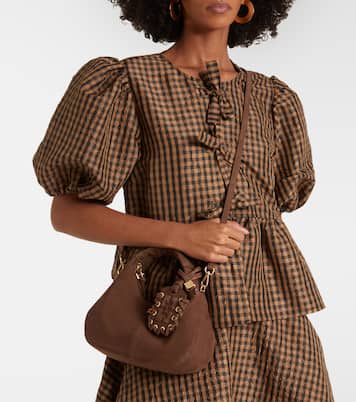 Suede top-handle bag | Ganni