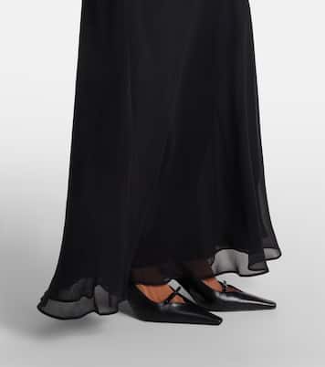 Robe aus Seiden-Georgette mit Federn | Alessandra Rich