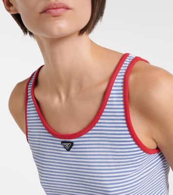 Striped cotton jersey tank top | Prada