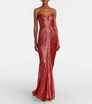 Cecilia draped silk muslin bustier gown | Maria Lucia Hohan