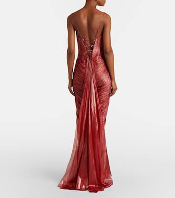 Cecilia draped silk muslin bustier gown | Maria Lucia Hohan
