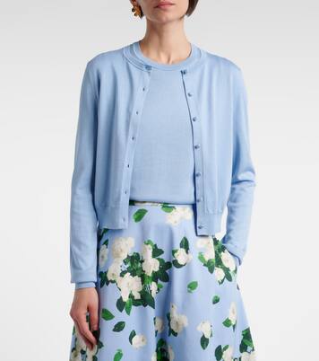 Cardigan cropped in seta e cotone | Carolina Herrera
