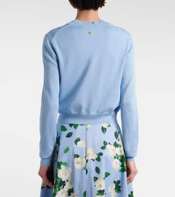Cardigan cropped in seta e cotone | Carolina Herrera