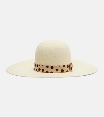 Polka-dot straw boater hat | Valentino