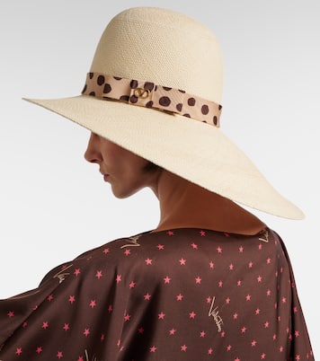Polka-dot straw boater hat | Valentino