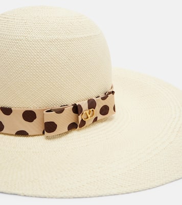 Polka-dot straw boater hat | Valentino