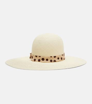 Polka-dot straw boater hat | Valentino