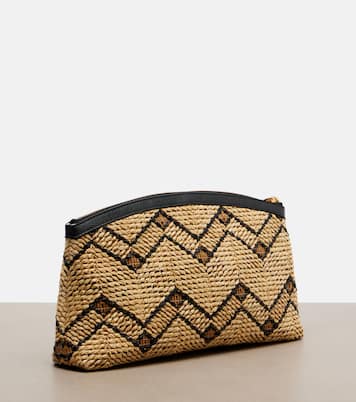 Clutch VLogo Small aus Raffiabast mit Leder | Valentino Garavani