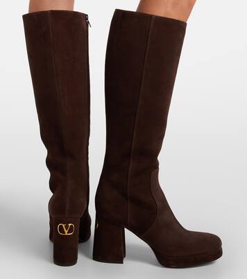 Fawcette VLogo suede knee-high boots | Valentino Garavani