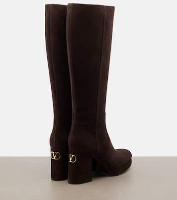 Fawcette VLogo suede knee-high boots | Valentino Garavani