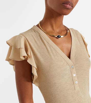 Aphrodite ribbed-knit ruffled top | Veronica Beard