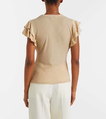 Aphrodite ribbed-knit ruffled top | Veronica Beard