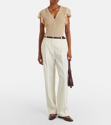 Aphrodite ribbed-knit ruffled top | Veronica Beard