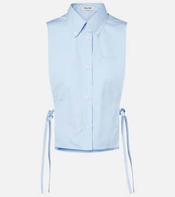 Cutout cropped cotton poplin shirt | Miu Miu