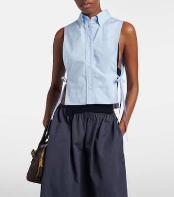 Cutout cropped cotton poplin shirt | Miu Miu