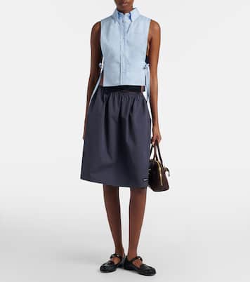 Cutout cropped cotton poplin shirt | Miu Miu