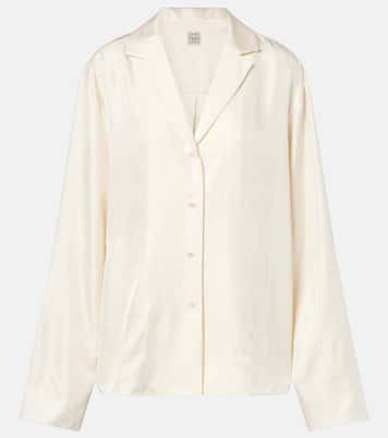 Monogram silk satin pajama shirt | Toteme