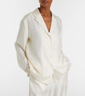 Monogram silk satin pajama shirt | Toteme