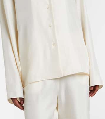 Monogram silk satin pajama shirt | Toteme