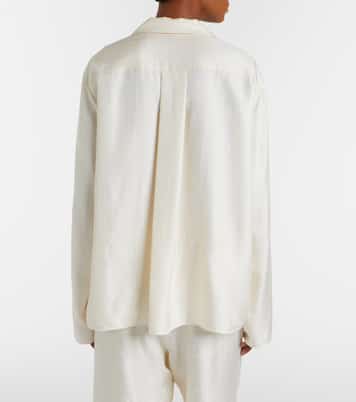 Monogram silk satin pajama shirt | Toteme