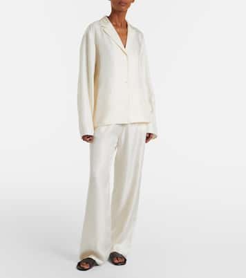 Monogram silk satin pajama shirt | Toteme