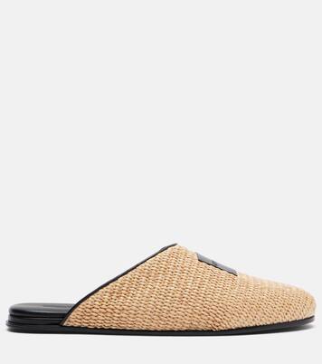 Label leather-trimmed woven mules | Givenchy
