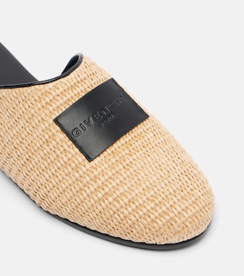 Label leather-trimmed woven mules | Givenchy