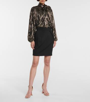 Metallic tie-neck blouse | Alexandre Vauthier