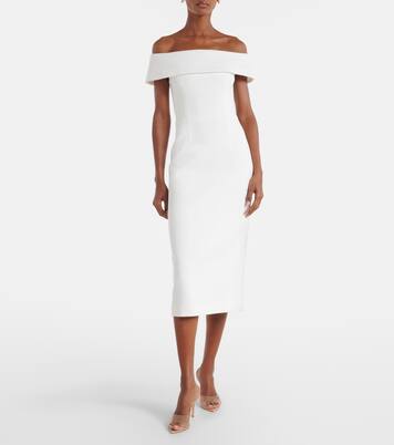 Robe de mariée Amore à encolure bardot en crêpe | Rebecca Vallance