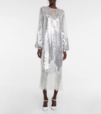 Robe Zahara à sequins et dentelle | Costarellos