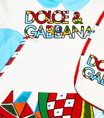 婴幼儿 — 棉质连身衣、围兜与便帽套装 | Dolce&Gabbana Kids