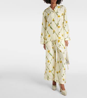 Floral silk poplin pajama shirt | Burberry