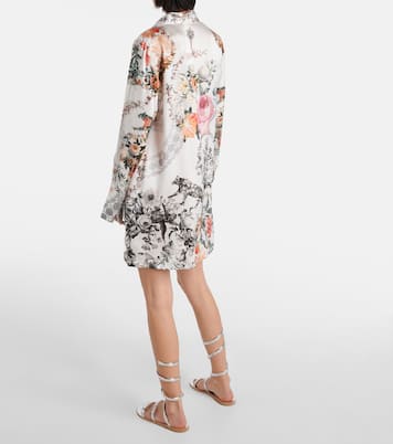 Robe chemise en satin de soie à fleurs | Camilla