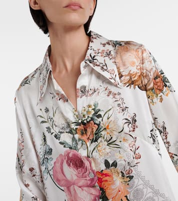 Robe chemise en satin de soie à fleurs | Camilla
