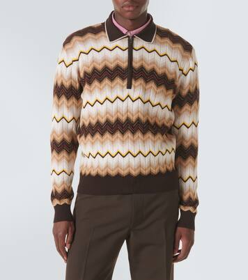 Zigzag cotton and wool half-zip sweater | Missoni