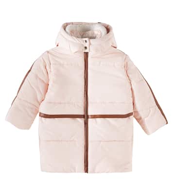Faux leather-trimmed puffer coat | Chloé Kids