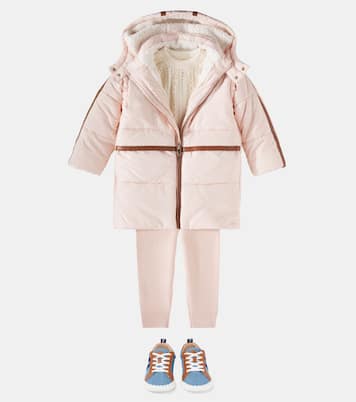 Faux leather-trimmed puffer coat | Chloé Kids