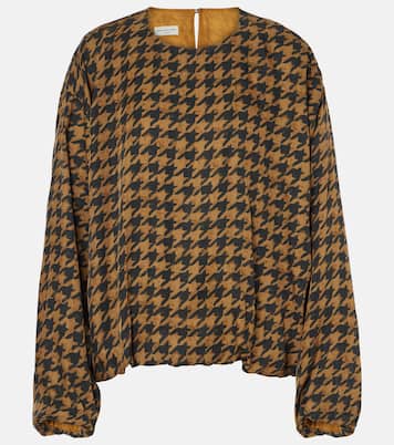 Houndstooth satin blouse | Dries Van Noten