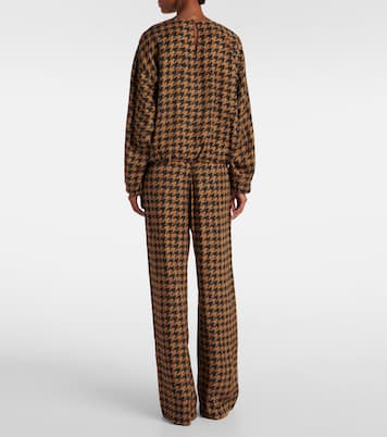 Houndstooth satin blouse | Dries Van Noten